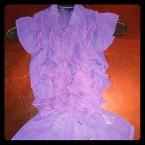 Sleeveless Sheer Purple Button Up